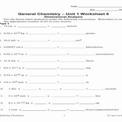 Dimensional analysis worksheet and answers